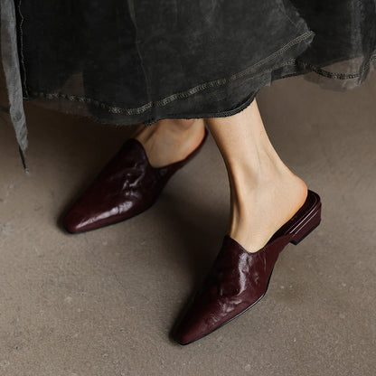 LÉONIE™ | Mules en cuir pleine fleur