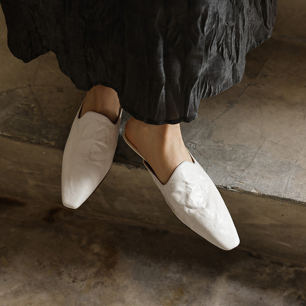 LÉONIE™ | Mules en cuir pleine fleur