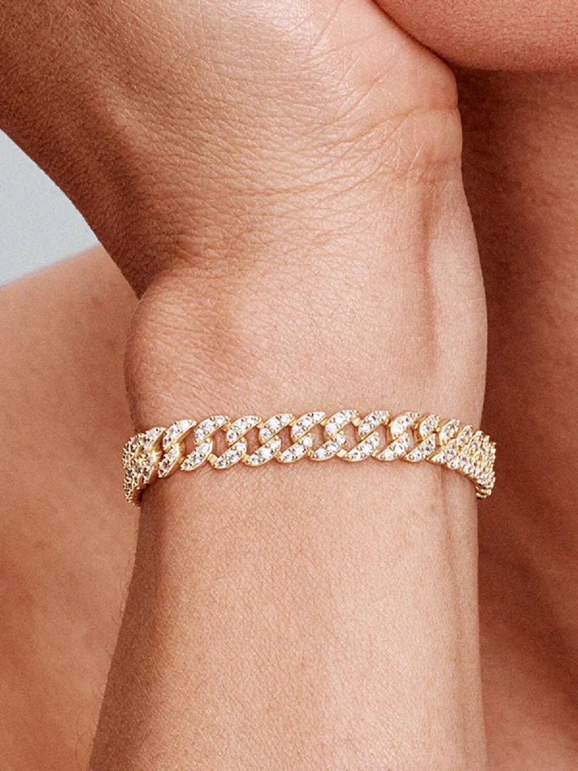 Adele | Bracelet cubain en moissanite – élégance éclatante
