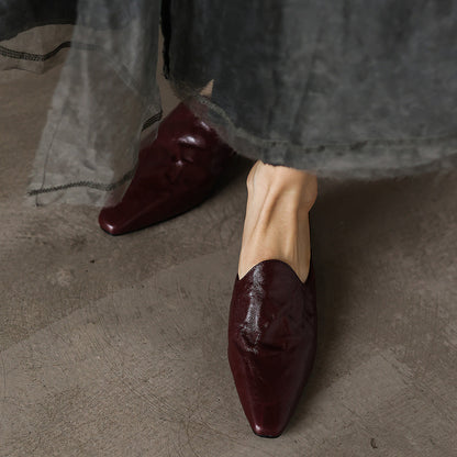 LÉONIE™ | Mules en cuir pleine fleur