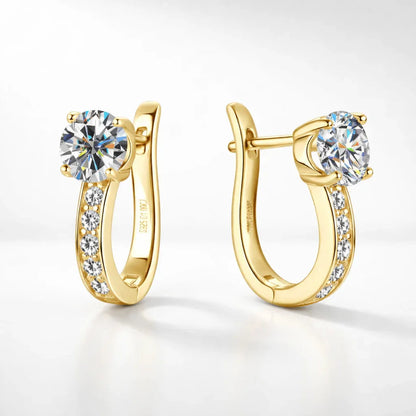 Louise | Boucles d'oreilles Huggie en Moissanite Kanal – Éclat étincelant et design contemporain