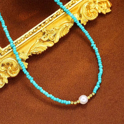 Amélie | Collier de Perles Baroque en Turquoise – Élégance intemporelle