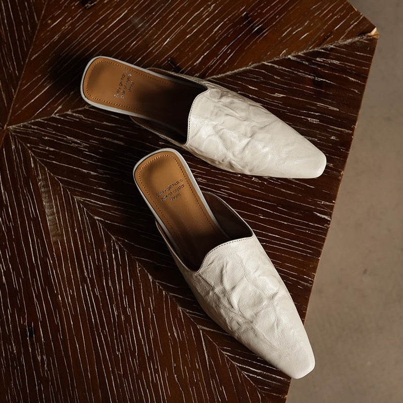 LÉONIE™ | Mules en cuir pleine fleur