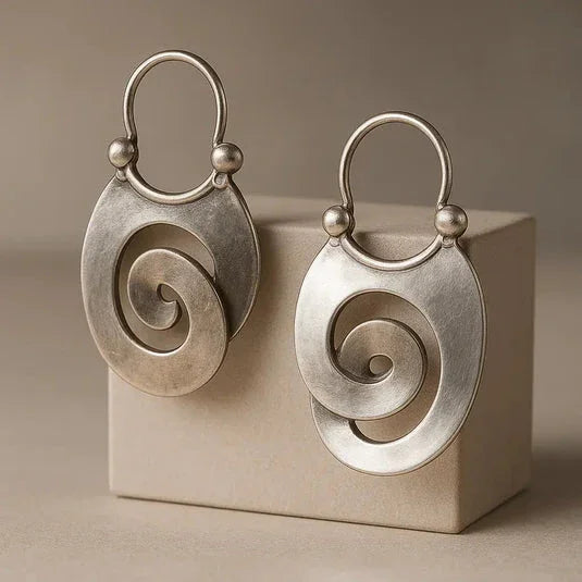 Thaïs | Boucles d'Oreilles Vintage en Argent - Design Irégulier et Raffiné