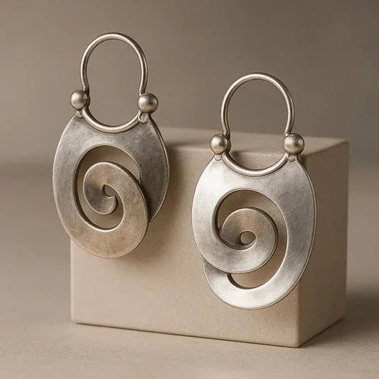 Thaïs | Boucles d'Oreilles Vintage en Argent - Design Irégulier et Raffiné