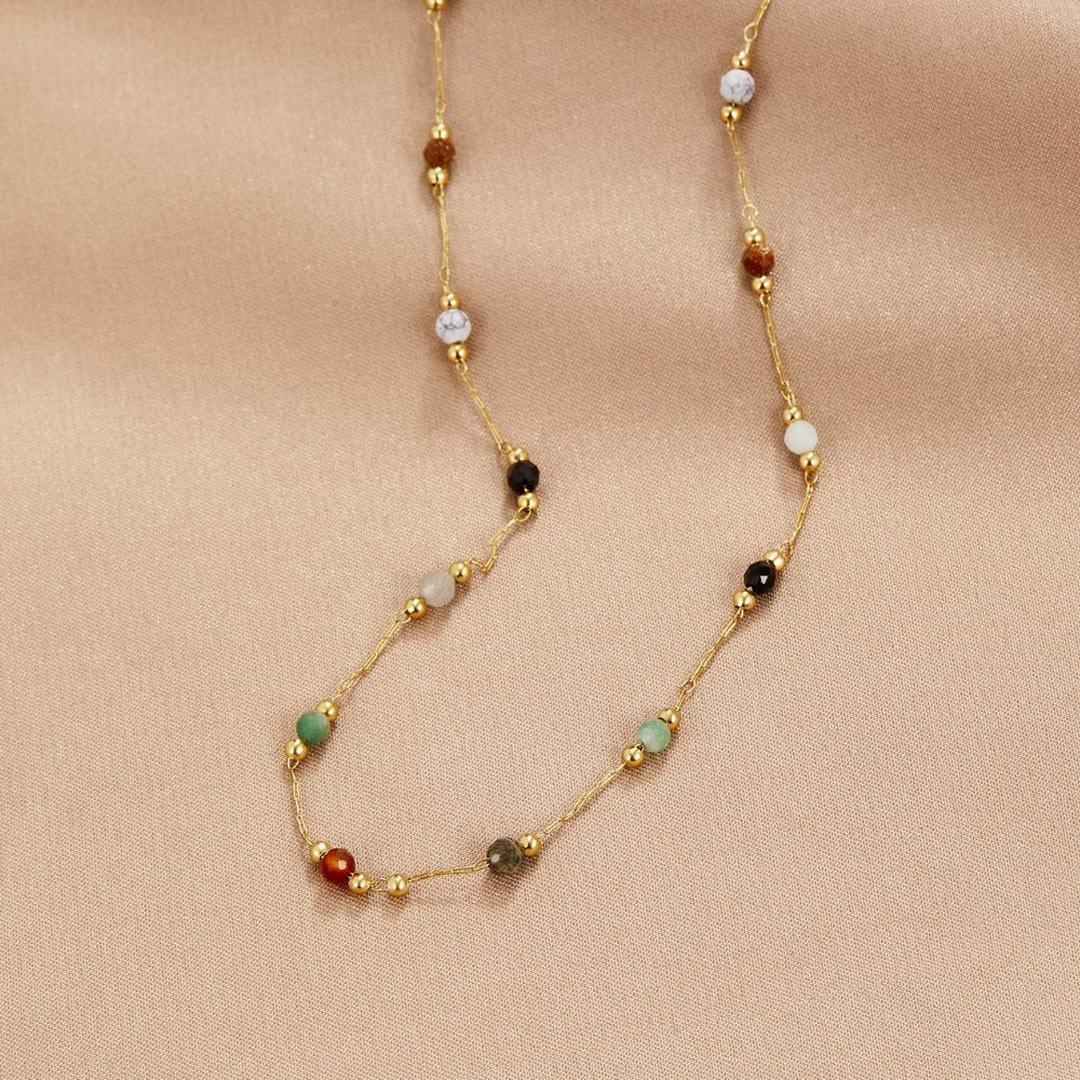 Élodie | Collier en Gemmes Colorées - Éclat et Élégance Multicolore